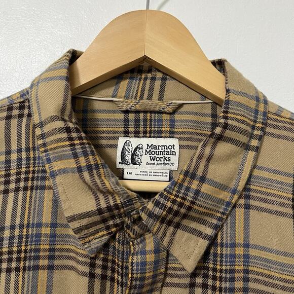 Marmot Mens Bayview Midweight Plaid Flannel Shirt Size L Country Ranch Outdoors - Picture 6 of 7